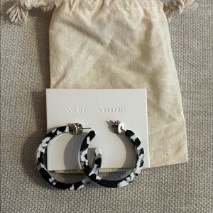 Nat and Noor Black and White Hoop Earrings - never worn!
